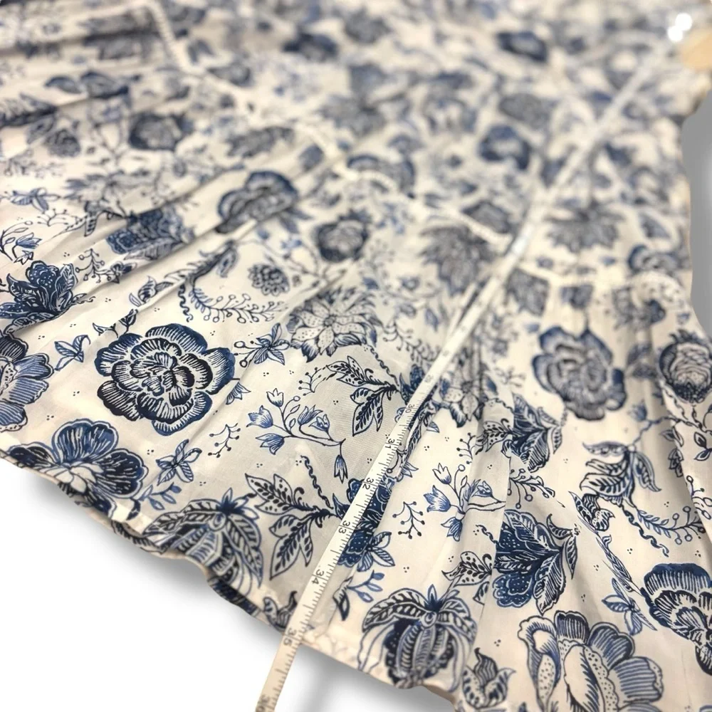 NWOT Lucky Brand Blue White Floral Paisley Faux Wrap Mini Sundress - Size 12 - Picture 9 of 13